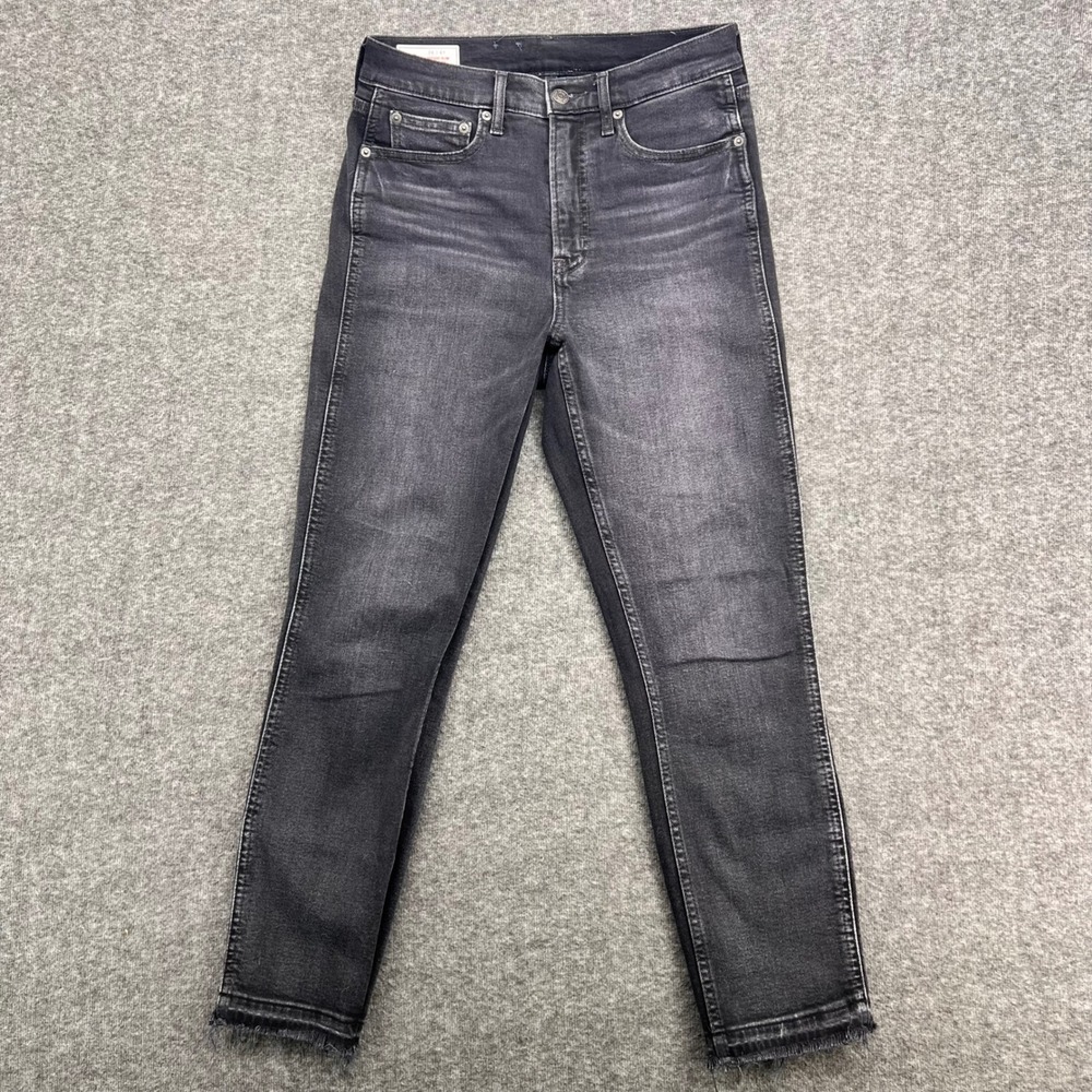 Gap Vintage Slim High Rise Jeans Womens 28 6R Faded Black Raw Hem Denim Pants